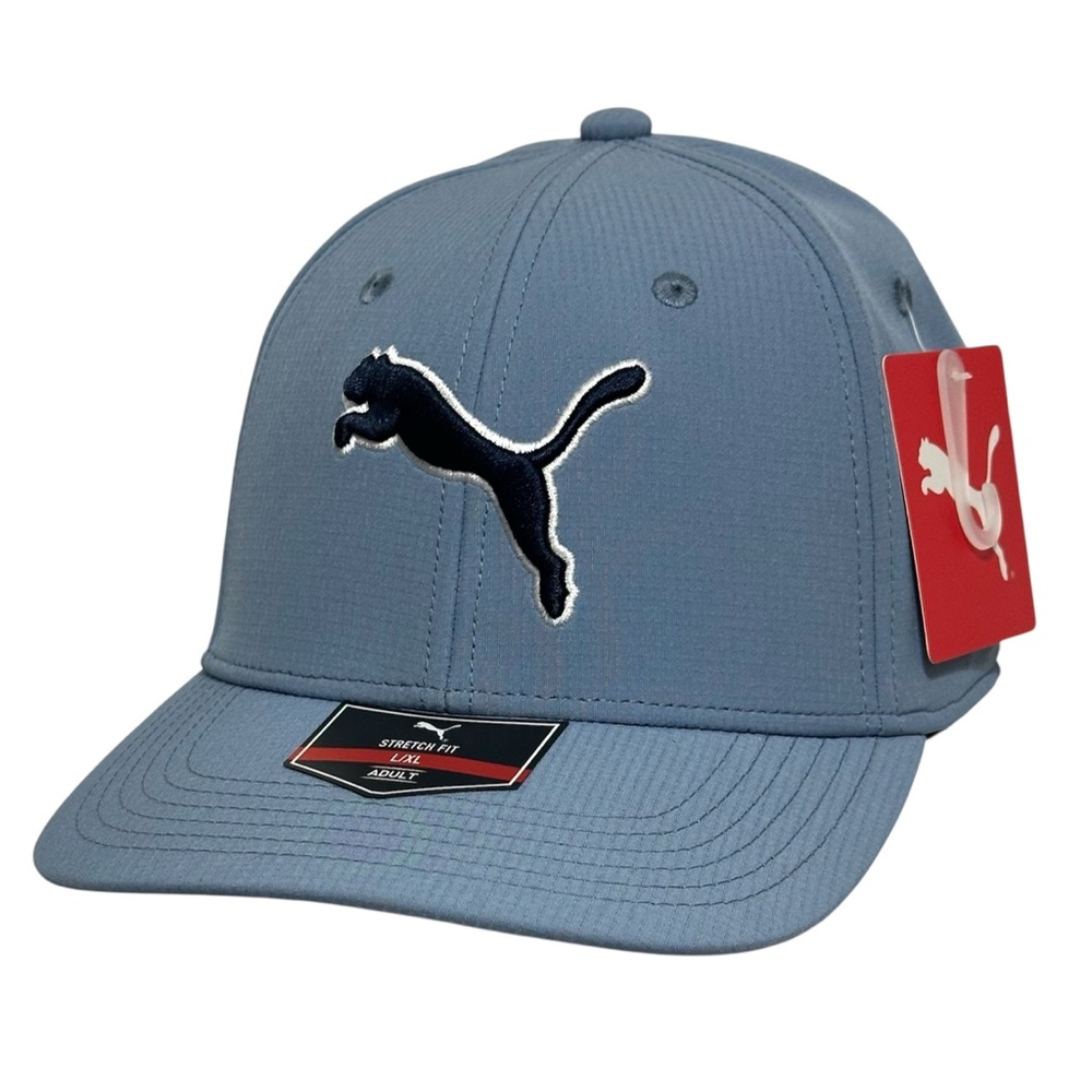Puma Men's Polyester Baseball Cap Blue with Black Puma - Stretch Fit L/XL